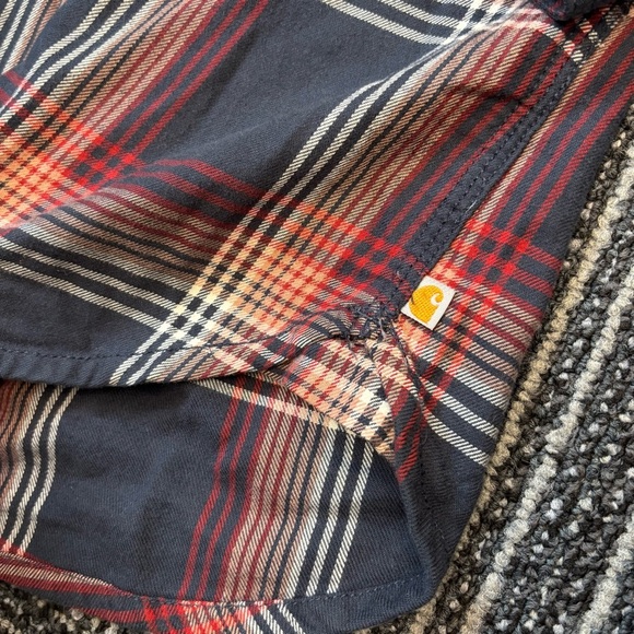 Carhartt Farwell Flannel Half Button Down Shirt Blue Red White Medium - Picture 11 of 13
